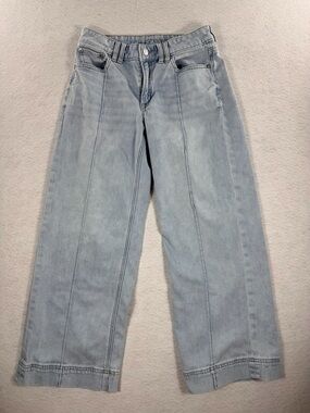 American Eagle Outfitters Light Blue Low Rise Baggy Wide Leg Jeans Sz 00 Short